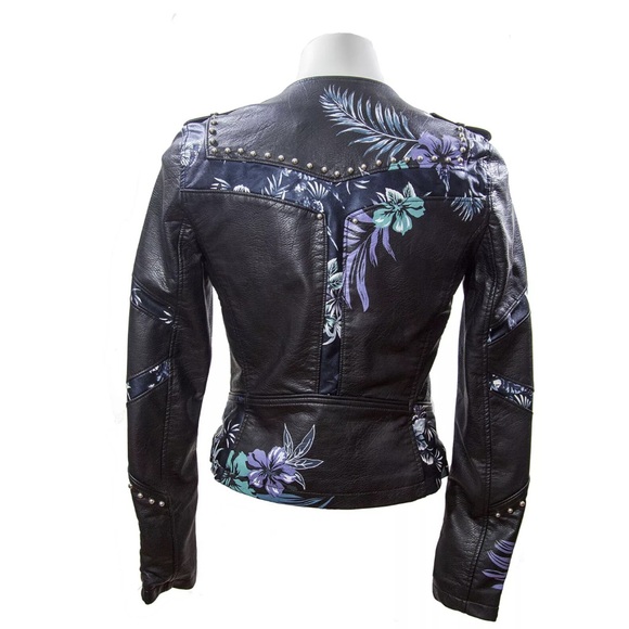 Blanknyc painted Floral Leather Jacket Sm - Picture 7 of 13